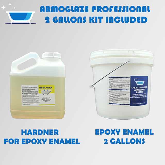 Armoglaze - Enamel Epoxy Professional Refinishing Kit - Odorless / Extremely Durable - Easy Pour-on